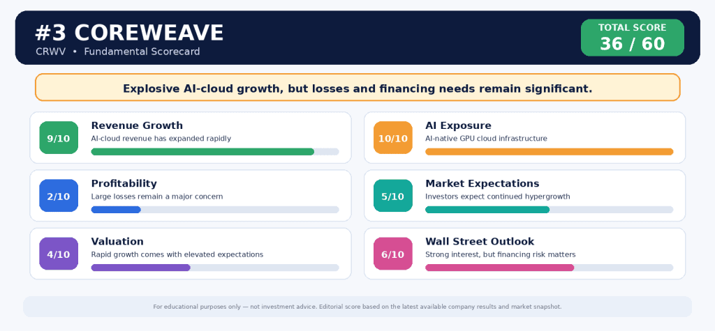 coreweave (CRWV) stock investment scorecard.