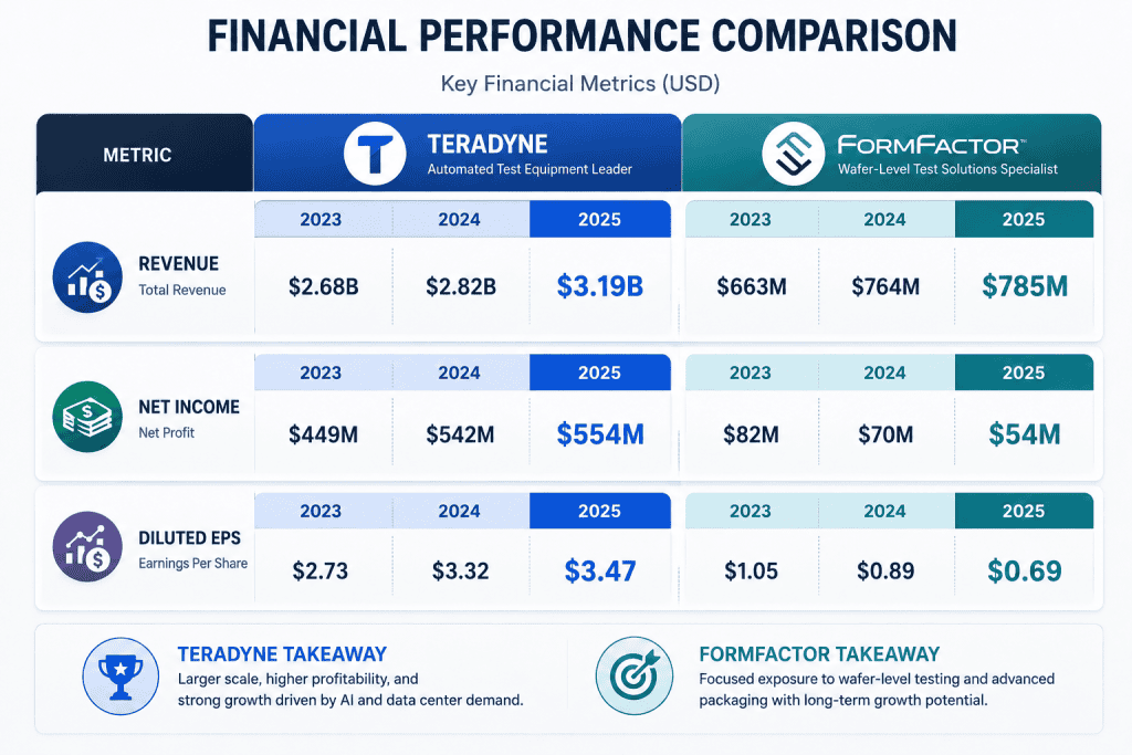Financial comparison of Teradyne and Formfactor
