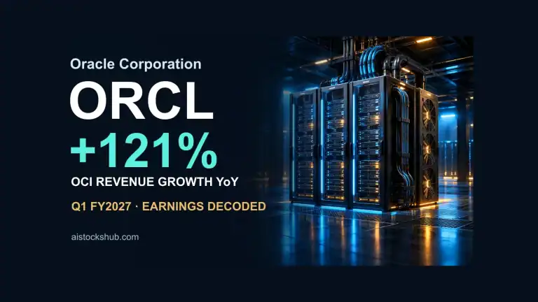 Oracle Corporation ORCL Q1 FY2027 earnings: OCI revenue grew 121% year over year, with an illustrative cloud server background.