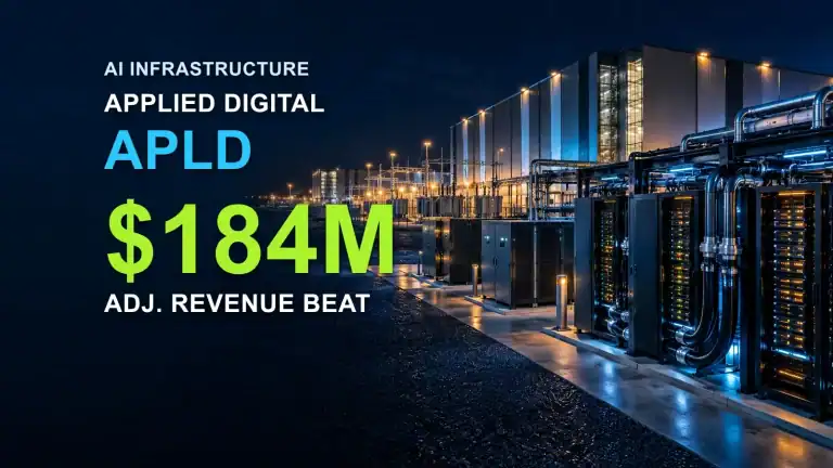 Applied Digital AI infrastructure data center illustrating its million adjusted revenue beat in Q1 FY2027 earnings.